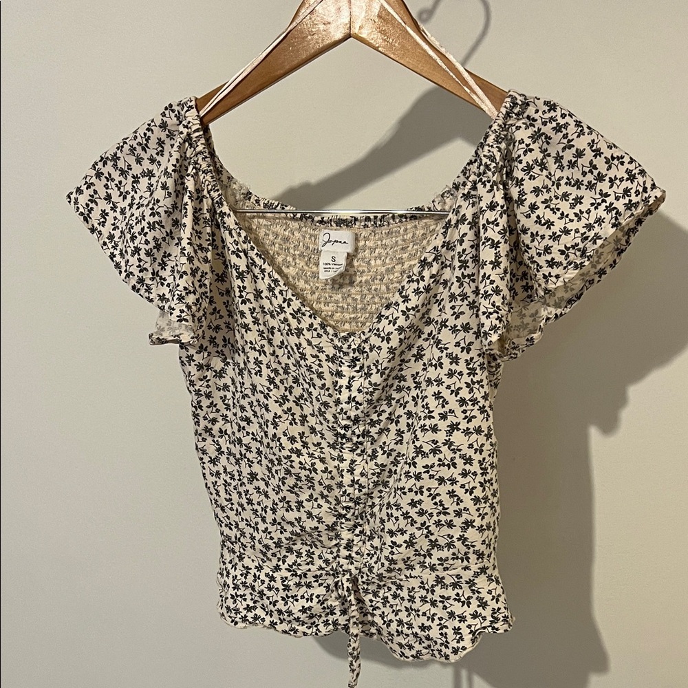 Floral Print Women's Top - Black and White